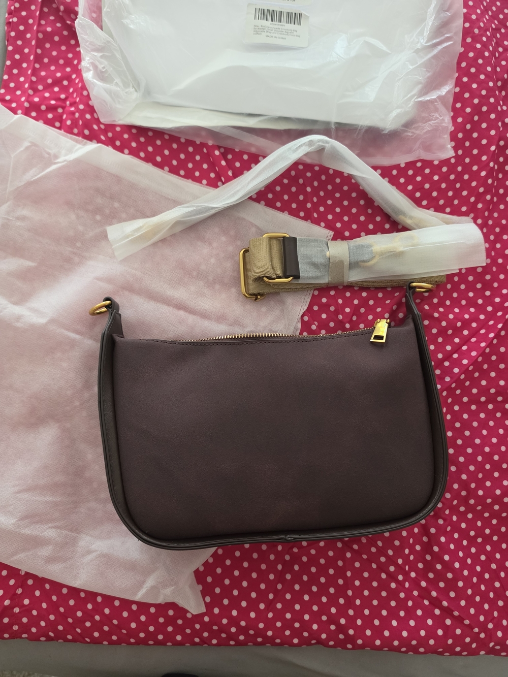 brown suede and leather crossbody purse new